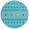 Homeroots 8' Teal Blue Ivory And Gold Round Geometric Washable Indoor Outdoor Area Rug 612222 - alternate 8