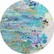 Homeroots 8' Teal Blue Ivory And Gold Round Abstract Washable Indoor Outdoor Area Rug 643561 - alternate 1