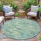 Homeroots 8' Teal Blue Linen And Pale Aqua Round Abstract Washable Indoor Outdoor Area Rug 630911 - alternate 6