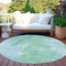 Homeroots 8' Sky Blue And Blue Round Abstract Washable Indoor Outdoor Area Rug 609222 - alternate 8