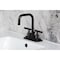 Kingston Brass Knurled Double-Handle 4" Centerset Bathroom Faucet with Brass Pop-Up, Matte Black KS6640KNL - alternate 5