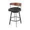 Homeroots 30" Black and Brown Faux Leather and Iron Low Back Bar Height Swivel Bar Chair 569161 - alternate 9