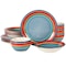 Gibson Home Rainbow 12 Piece Stoneware Dinnerware Set in Blue Multi 136584.12 - alternate 1