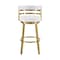 Homeroots 26" White and Gold Faux Leather and Stainless Steel Low Back Counter Height Swivel Bar Chair 569168 - alternate 9