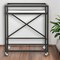 Homeroots Black Steel And Glass Rolling Bar Cart 530451 - alternate 1