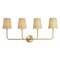 Jonathan Y Lila 36.5" 4-Light Traditional Coastal Scalloped Fabric Shade/Metal LED Vanity Light, Brass Gold/Brow JYL1610A - alternate 1
