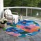 Homeroots 8' Navy Blue And Sky Blue Round Floral Washable Indoor Outdoor Area Rug 611073 - alternate 7