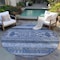 Homeroots 8' Navy Blue And Denim Blue Round Southwestern Washable Indoor Outdoor Area Rug 582832 - alternate 7