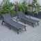 Leisuremod Marlin Patio Chaise Lounge Chair with Armrests in Black Aluminum Frame, Black, 2PK MLABL-77BL2 - alternate 9