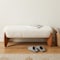 Homeroots 50in Ivory and Brown Fabric and Solid Wood Upholstered Bench 720917 - alternate 3