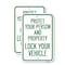 Signmission Protect Your Person and Property Lock Your Vehicle, 18'' X 24'' 2 Signs, Heavy Gauge Aluminum, 2PK A-1824-2PACK-23233 - alternate 1