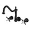 Kingston Brass Two-Handle Wall Mount Tub Faucet, Matte Black KS1020BEX - alternate 1