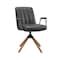 Homeroots 23" Gray And Natural Faux Leather Swivel Arm Chair 526380 - alternate 6