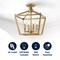 Jonathan Y Plains 12" 4-Light Modern Farmhouse Metal Open-Frame Pagoda LED Semi Flush Mount Mini Lantern, Brass JYL7610B - alternate 9