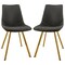 Leisuremod Markley Modern Leather Dining Chair with Gold Legs, Charcoal Black, 2PK MCG18BL2 - alternate 1