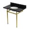 Kingston Brass 36" Black Granite Console Sink with Brass Legs, 8-Inch, 3-Hole, Black Granite/Brushed Brass KVPK36KB7 - alternate 1