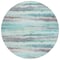 Homeroots 8' Teal Blue Plum And Ivory Round Striped Washable Indoor Outdoor Area Rug 631415 - alternate 5