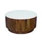 Homeroots 36" Brown Genuine Marble And Solid Wood Round Drum Coffee Table 606251 - alternate 5