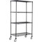 Global Industrial Nexel 4 Shelf Truck, Black Epoxy, 24"W x 21"D x 80"H, Polyurethane Swivel Casters B3144439 - alternate 1