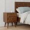Homeroots 22" Chestnut Solid Wood Carved Geometric Two Drawer Nightstand 722578 - alternate 4