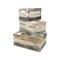 Homeroots Set of Three Black Off White And Walnut Solid Wood Crate, 3PK 487706 - alternate 9