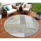 Homeroots 8' Gray Ivory And Mint Green Round Geometric Washable Indoor Outdoor Area Rug 612420 - alternate 1