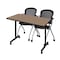 Regency Kobe Mobile T-Base Training Table W/ 2 Stack Chairs, 48 in W, 24 in L, Noble Oak MKTRCC4824NO23BK - alternate 1