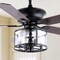 Jonathan Y Braxton 52" 4-Light Farmhouse Industrial Iron Drum Shade LED Ceiling Fan With Remote, Black/Clear JYL9620A - alternate 12