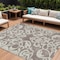 Homeroots 9' X 12' Taupe And Ivory Damask Washable Indoor Outdoor Area Rug 614465 - alternate 1