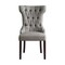 Homeroots Set of Two Tufted Light Gray and Espresso Linen Wing Back Dining Side Chairs 543543 - alternate 8
