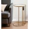 Homeroots 25" White and Gold Faux Marble and Iron Round C Table End Table And USB Port 543902 - alternate 1