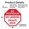 Signmission No Trespassing No Landing Private D, 10 Inch X 10 Inch, Plastic Sign OC-P-10-95 - alternate 7