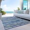 Homeroots 8' X 10' Navy Blue Beige And Ivory Striped Washable Indoor Outdoor Area Rug 598911 - alternate 8