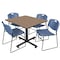 Regency Square Kobe Breakroom Table W/ 4 Zeng Stack Chairs, 48 in W, 48 in L, Noble Oak TKB4848NO44BE - alternate 1