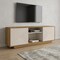 Homeroots 63in Oak And White Ribbed Texture Wood Enclosed and Open Storage TV Stand 724162 - alternate 7