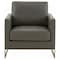 Leisuremod Lincoln Leather Accent Armchair with Gold Frame, Grey LA31GR-L - alternate 7
