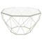 Leisuremod Malibu Large Modern Octagon Glass Top Coffee Table with Geometric Base, White MD31W - alternate 1