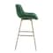 Homeroots Set of Two 29" Green and Gold Velvet and Metal Low Back Bar Height Swivel Bar Chairs 543455 - alternate 6