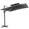 Homeroots 11ft Dark Gray Polyester Round Tilt Cantilever Patio Umbrella With Stand 485673 - alternate 1