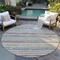 Homeroots 8' Beige Brown And Gray Round Striped Washable Indoor Outdoor Area Rug 598868 - alternate 8