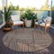 Homeroots 8' Brown And Ivory Round Geometric Washable Indoor Outdoor Area Rug 600806 - alternate 8
