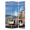 Homeroots 72" Blue And White Canvas Folding Three Panel Screen Room Divider 277081 - alternate 1