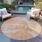Homeroots 8' Salmon Round Abstract Washable Indoor Outdoor Area Rug 607814 - alternate 6