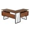 Homeroots 59" Walnut Wood and Stainless Steel L Shape Computer Desk With Two Drawers 723747 - alternate 7