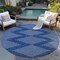 Homeroots 8' Navy Blue And Ivory Round Geometric Washable Indoor Outdoor Area Rug 598600 - alternate 7
