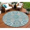 Homeroots 8' Teal Blue Green And Ivory Round Oriental Washable Indoor Outdoor Area Rug 597712 - alternate 1