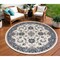 Homeroots 8' Ivory And Blue Round Floral Indoor Outdoor Area Rug 572565 - alternate 9