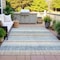 Homeroots 10' X 14' Navy Blue And Beige Striped Washable Indoor Outdoor Area Rug 632232 - alternate 4