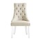 Homeroots Set of Two Tufted Cream and Clear Upholstered Linen Dining Side Chairs 543513 - alternate 8