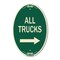 Signmission Driveway Sign All Trucks with Right Arrow, 12 In X 18 In Architectural Oval, Heavy Gauge Aluminum A-OV-G-1218-24129 - alternate 1